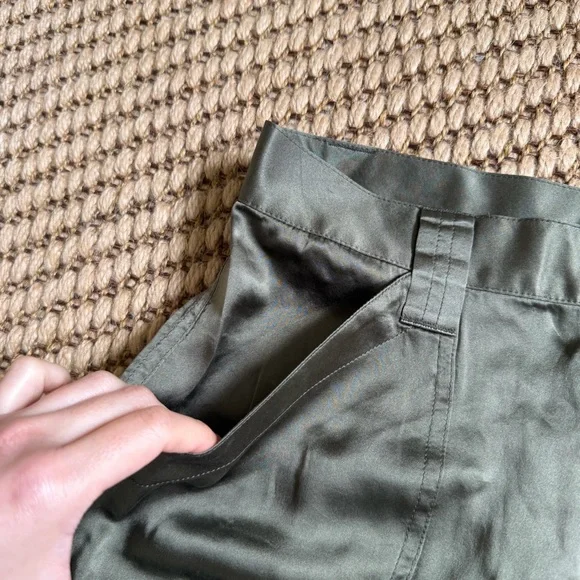 Joie Vtg Silk Green Low Rise Cargo Pants Size 27 Y2K Lightweight Natural Neutral - Picture 4 of 14